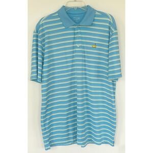 Masters Tech Golf Polo Shirt Men L Blue White Green‎ Striped Performance L